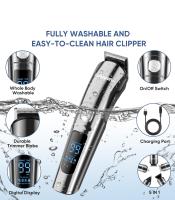 NAVANINO Cortapelos Recortadora de Barba para Hombres de Cabello Nariz Corporal Todo en 1 Kit de Aseo USB Recargable, Negro - details 9