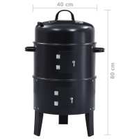 vidaXL Barbacoa ahumador de carbón 3 en 1 40x80 cm - details 7