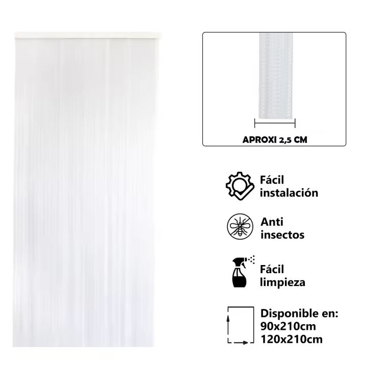 YUNIK HOME- Cortina Plana de PVC Anti insectos para Puerta Exterior o Interior, Material PVC – Libre de Insectos - 1
