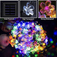 Luz De Cadena Solar De Faeira Sakura Con Flores De Cerezo LED 5/7/12/22M Para Decoración De Jardín Boda Fiesta Navidad Al Aire Libre - details 3