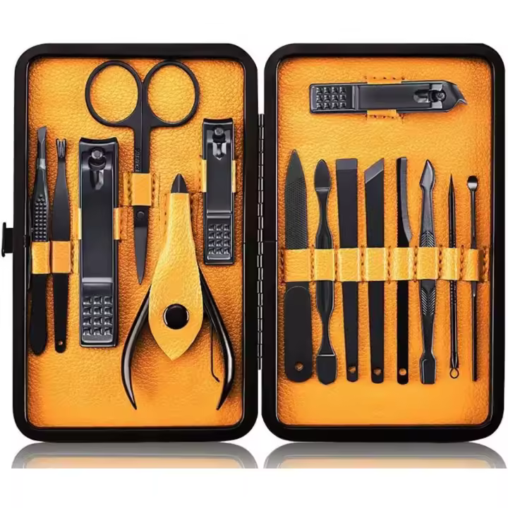 Set de manicura y pedicura de acero inoxidable, cortaúñas profesional, 15 unidades con estuche. - 1