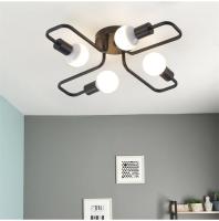 Lámpara De Techo Semi-Aplicada Vintage Negra De Hierro Fundido Estilo Nórdico Minimalista Con 4 Luces Para Hogar Y Barns - details 3