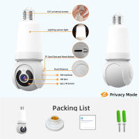 Cámara De Seguridad LED IP WiFi 8MP Con Soporte E27 Vigilancia Nocturna Zoom 10x Audio Bidireccional Monitoreo Automático PTZ - details 1