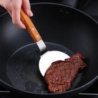 Cuchara De Teppanyaki De Acero Inoxidable Con Mango De Madera Antideslizante Para Pescado Y Panqueques Utensilios De Cocina - details 3