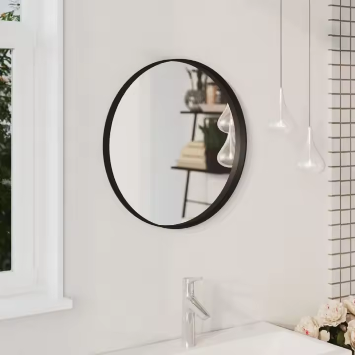 vidaXL Espejo de pared negro 50 cm - 1