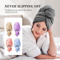 Toalla De Pelo De Microfibra Extra Grande Con Cinta Elástica Secado Rápido Ultra Absorbente Suave Turban Para El Cabello - details 0