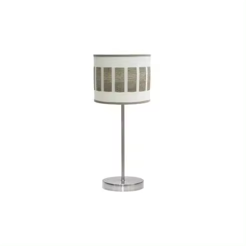 FABRILAMP Lámpara de Mesa Sobremesa Ivanna 1xe14 Niquel/Blanco-Madera Gris 43x17x17 Cm - Diseño Moderno - 1