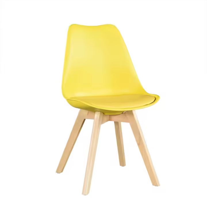 Silla TORRE 4P (HT), madera, polipropileno y cojín amarillo - 1