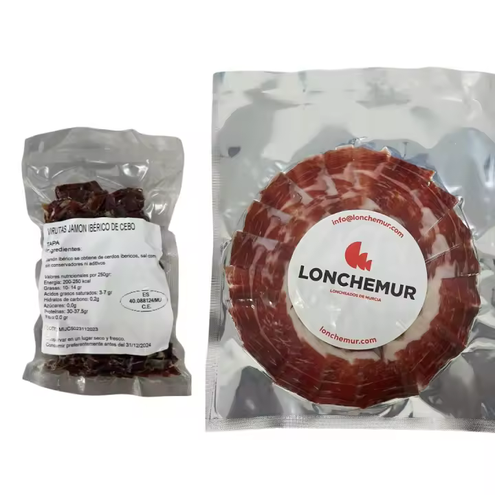 Pack de tacos de jamón ibérico de cebo + 1 sobre de jamón ibérico 100gr + gourmet + de LONCHEMUR%20LONCHEADOS%20DE%20MURCIA - 1