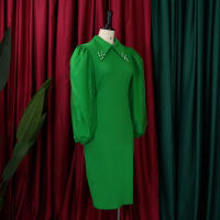 Vestido Elegante Para Oficina Para Mujer Profesional Con Cuello En V Y Diamantes Ajustado Silueta De Saco Midi Formal Vestido De Trabajo - details 11