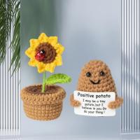2PCS Mini Flores De Girasol Positivas Creativas Y Divertidas Hechas a Mano Para Decoración De Escritorio Regalos De Cumpleaños Hechas Con Textil Y Fibra - details 8