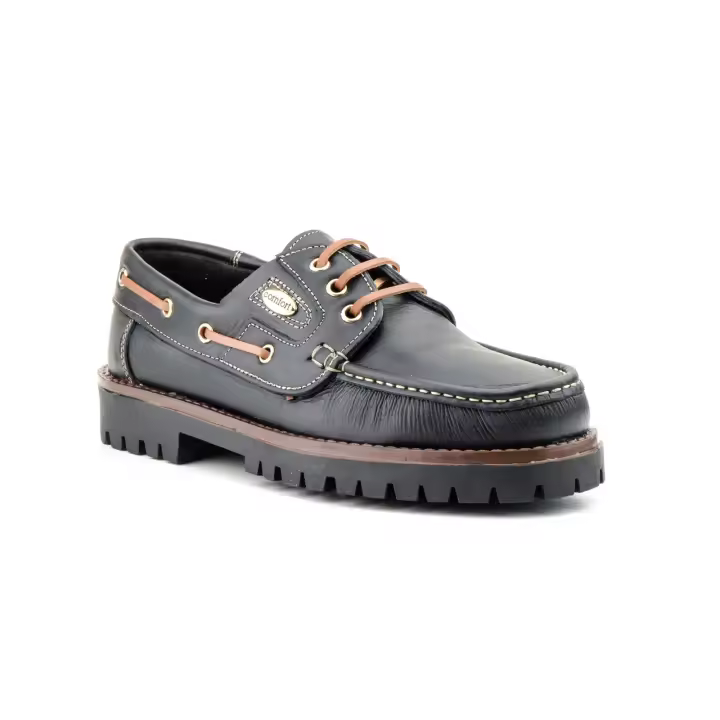 Zapatos Kiowa Elegance 802 Negro Hombre Piel Cordones Náuticos Clásicos - Marca Elegance - 1