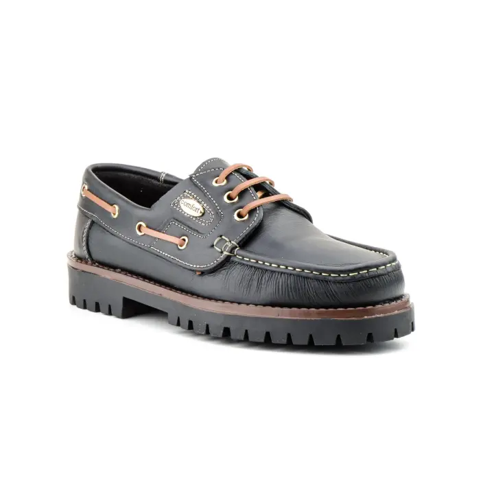 Zapatos Kiowa Elegance 802 Negro Hombre Piel Cordones Náuticos Clásicos - Marca Elegance - 1