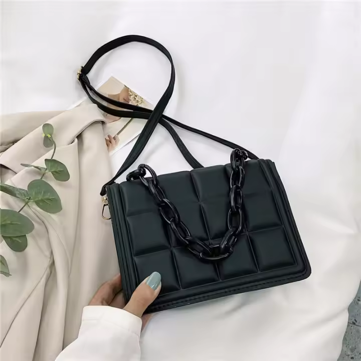 Casual señoras mini bolsos flap monedero moda mujer Plaid pu cuero color sólido crossbody Messenger Bag hombro - 1