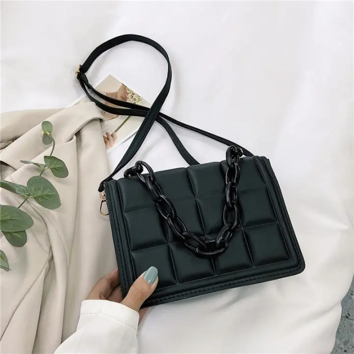 Casual señoras mini bolsos flap monedero moda mujer Plaid pu cuero color sólido crossbody Messenger Bag hombro - 1