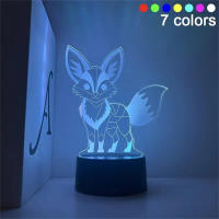 Lámpara De Noche 3D De Zorro Con Ilusión Óptica Y Toque Cambio De Color Ambiental De 7 Colores Para Dormitorio - details 1