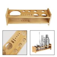 Juego De Bartender Para Cocteles Con Soporte De Madera Portátil Y Estable Para Fiesta Boda Casa Bar Principiantes Herramienta Organizador De Almacenamiento De Barra - details 3