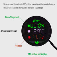 Voltímetro Y Termómetro Digital LED Tres En Uno Para DC 9-24V Con Pantalla De Tiempo Y Código Visual Herramienta De Medición De Voltaje ABS - details 2