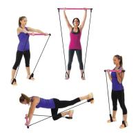 Barra de pilates portátil, de resistencia elástica, ajustable, extraíble, para estiramiento, Yoga, sentadillas, abdominales, Fitness en casa - KMT Style - details 0