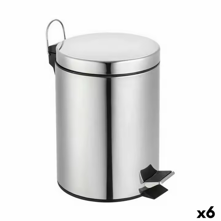 Cubo de Basura con Pedal Confortime Plateado 5 L (6 Unidades) - 1