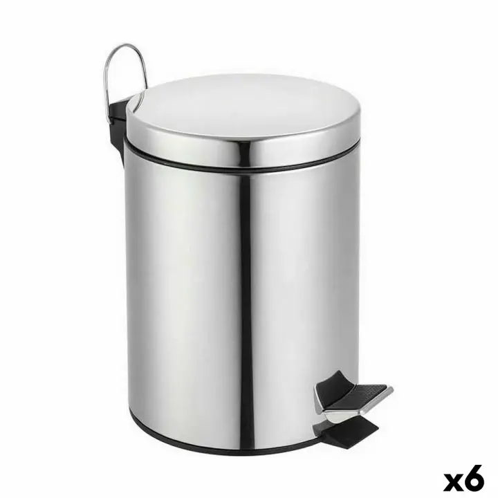 Cubo de Basura con Pedal Confortime Plateado 5 L (6 Unidades) - 1