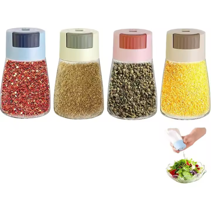 Jarrón de Especias de Cocina de 180ml Set de 4 para Especias y Especias Preparadas, Contenedor de Respiración - 1