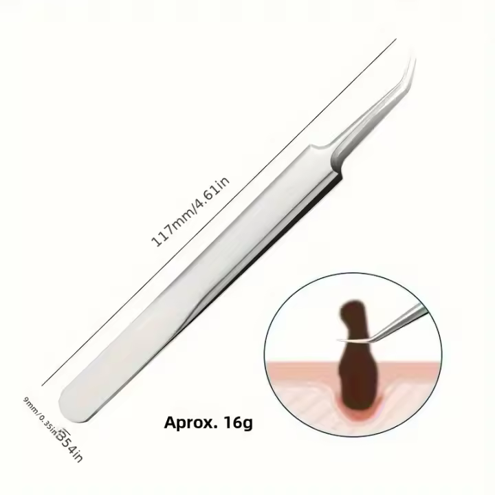 Set De 3 Piezas De Acero Inoxidable Pinzas De Punto De Acné Agujas Y Acrícolas Para Retirar Quistes Y Pelos Obstruidos En Diferentes Luz Beige - 1