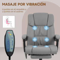 Vinsetto Silla de Oficina con Masaje de 6 Puntos Silla de Escritorio Giratoria con Respaldo Alto Reclinable Altura Ajustable Reposapiés y Mando a Distancia - details 2