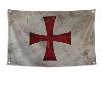 Bandera De La Cruz De Jerusalén 1pc Poliéster Para Exteriores Decoración De Habitaciones Estilo Aesthetic Con Cuatro Agujeros - details 3