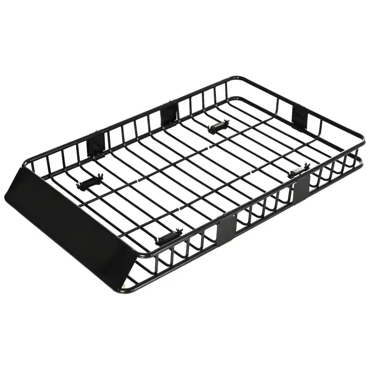 HOMCOM Cesta de Techo para Coche, Baca de Techo de Longitud Ajustable, Portaequipajes Universal, Cesta de Equipaje, Estante para Maletas, Metal, Negro, 162 x 99 x 16 cm - 1