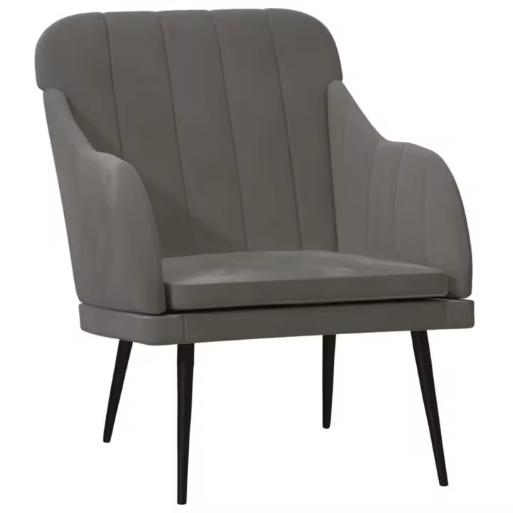 vidaXL Sillón de terciopelo 63x76x80 cm Gris claro, Gris oscuro, Rosa Sillon Dormitorio Sillon Comodos Silla Relax Sillón Sofá - 1