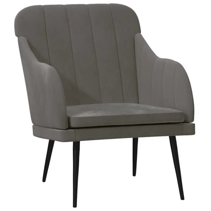 Vidaxl Sillón de Terciopelo 63x76x80 Cm Gris Claro - 1
