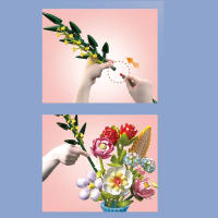 Bloques De Construcción De Bouquet De Flores Eterna Rosa Y Girasol Modelo De Planta Con Vaso Juguete DIY Para Niños Regalos Creativos Decoraciones De Escritorio - details 31