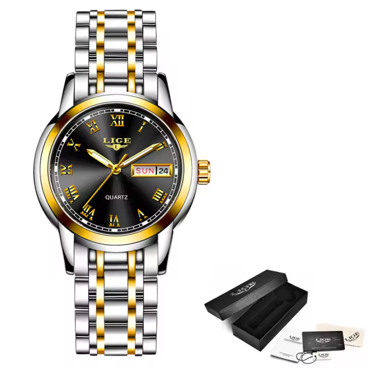 Reloj De Mujer LIGE Lujo Moda Cuarzo Acero Inoxidable Resistente Al Agua Con Calendario Pantalla Romana Reloj Casual Para Mujeres - 1