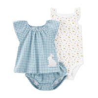 Nueva ropa de verano para niñas, pantalones cortos de manga corta, camisetas, trajes de tres piezas. - details 3