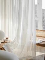 Cortina Blanca Sencilla Y Transparente Con Patrón Geométrico Estilo Bohemio Japonés Para Decoración De Habitaciones Con Bolso De Percha - details 11