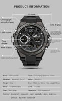 Reloj Deportivo Para Hombre SANDA G Estilo Dual Display LED Digital Quartzo Impermeable 50M Reloj Militar Con Pantalla Luminosa Y Alarmas - details 4
