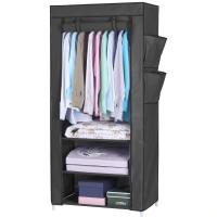 Armario ropero plegable, organizador para guardar ropa, armario de Tela, Desmontable 70 x 45 x 160 cm Negro con Puerta Enrollable - details 0