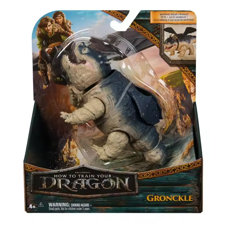 SPIN MASTER - Dreamworks Dragons - Figura Dragón Gronkel de Cómo Entrenar a tu Dragón que Mueve sus Alas y su Cabeza - Figura de Acción Articulada de 13 cm - 6074019 - Juguetes Niños 4 Años + - Regalo Niño 4 Años+ - 1