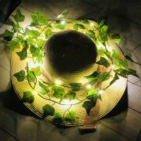 1Pack De Vinateras Artificiales Con 20 Luces De Cadena LED Falsas Hojas De Hiedra Para Decoración De Pared Habitación Jardín Oficina Bodas - details 5