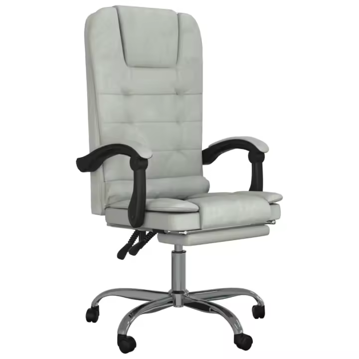 vidaXL Silla de oficina reclinable con masaje terciopelo gris claro - 1