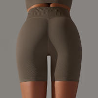 Shorts De Yoga De Cintura Alta Con Control De Abdomen Leggings De Fitness Con Rayas Resistentes Al Agachamiento Shorts De Entrenamiento Sin Costuras - details 27