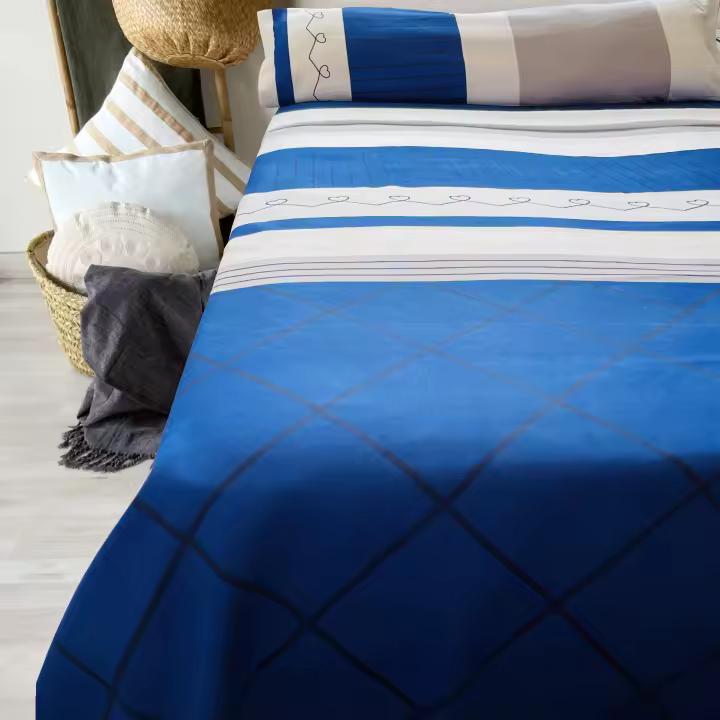 Juego de Sábanas 3 / 4 piezas(Sábana Bajera Ajustable, Funda de Almohada y Sábana Encimera) para cama 90 135 150 180. Tejido 100% Poliéster con Dibujo Elegante,Tacto Suave - 1