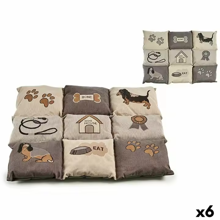 Mascow Cojín Mascotas 56 X 7,5 X 80 Cm - 6 Unidades - Composición: 100 % Poliéster - Diseños Surtidos - Marrón/gris - 1