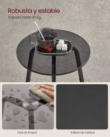 Mesa Auxiliar Redonda de 2 Niveles, Mesita de Noche con Tapa de Cristal y Estante de Aglomerado, Estilo Moderno, Ideal para Sala de Estar y Espacios Pequeños, Blanco Mármol - details 8
