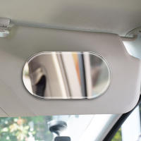 Espejo De Maquillaje Pequeño Para Coche En Acero Inoxidable Espejo De Visera Antichoque Ovalado 11x6.5cm Espejo Retrovisor Para Decoración Interior Del Coche - details 5