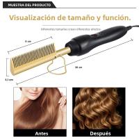 Peine Calefactor Eléctrico Portátil Para Cabello Y Pelucas Rizador Y Liso Adecuado Para Todas Las Edades Sin Batería Incluida - details 6