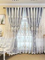 Cortinas De Lujo Europeas Bordadas Doble Capa Semi-Blackout Personalizables Para Sala De Estar Y Dormitorio Alta Tasa De Sombrío - details 5