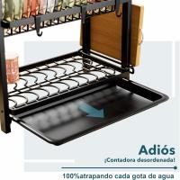 Estante de Dish Escurreplatos Acero Inoxidable Cocina (43.5 * 24.5 * 34.5), Primer Piso Escurridor de Platos para Fregadero, Escurre Platos Armarios, Escurreplatos Negro - details 3
