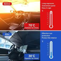 GREATOOL Parasol para coche, parabrisas interior, plegable, bloquea el 99,9 % de los rayos UV, para coche, todoterreno y camión, 140 x 79 cm - details 4
